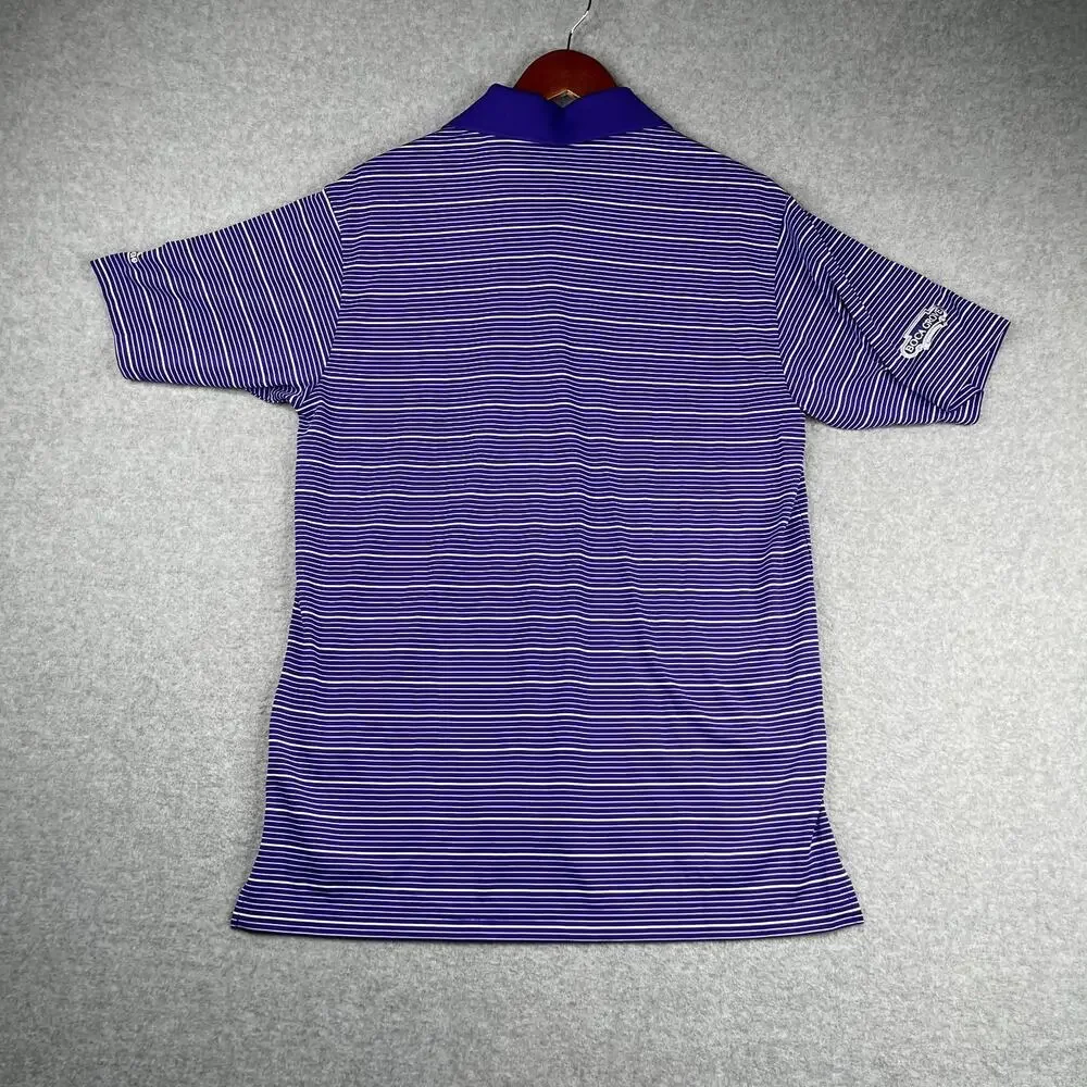 Adidas Polo Shirt Polo Shirt Small Purple White Striped Performance Stretch New